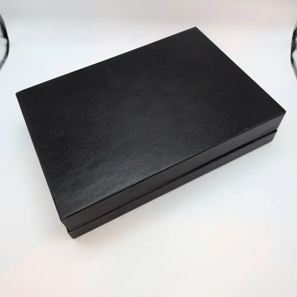Vintage Men's Valet Accessories Jewelry Box Display Fleur De Lis Black Red Lined